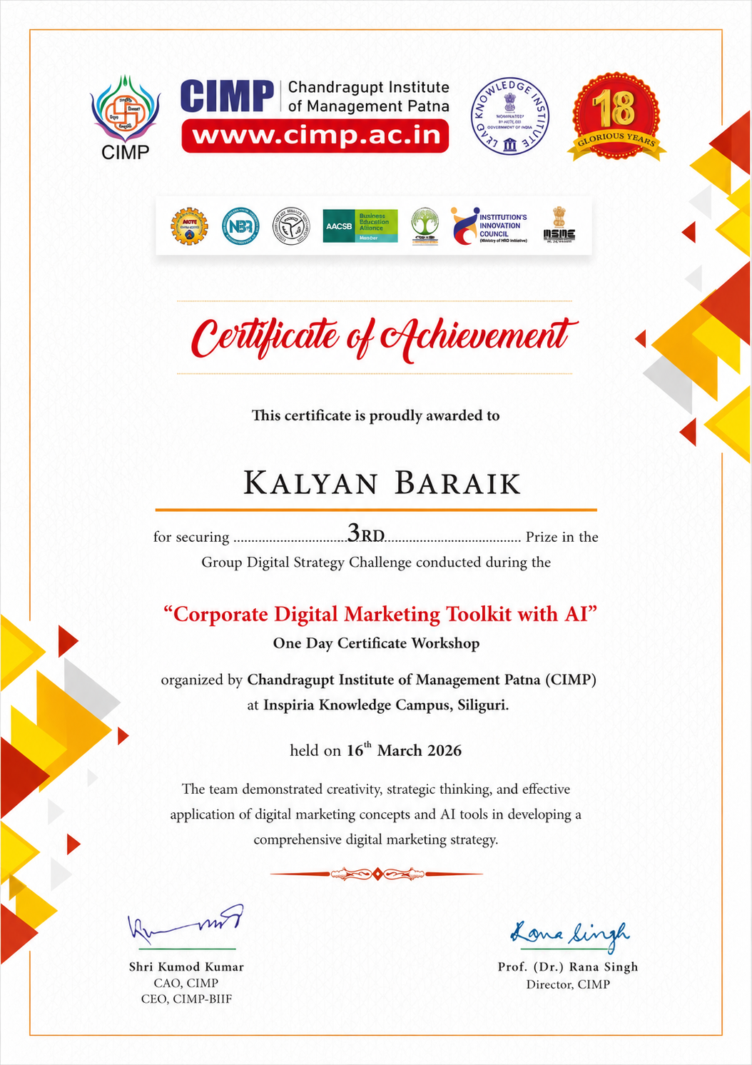 3rd Prize - CIMP Digital Strategy Challenge